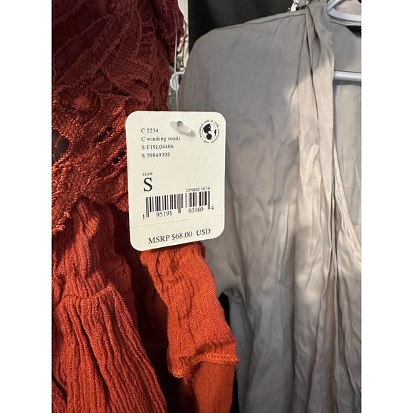 Free People Intimately Adella Lace Smocked Back Cami Winding Roads Size S - Picture 5 of 6